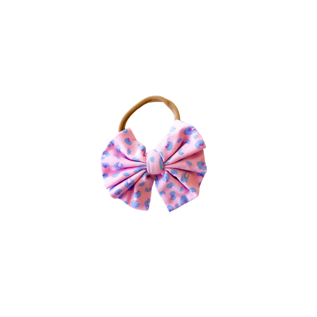 Laree + Co. - Lillian Leopard Bamboo Tied Bow: Clip