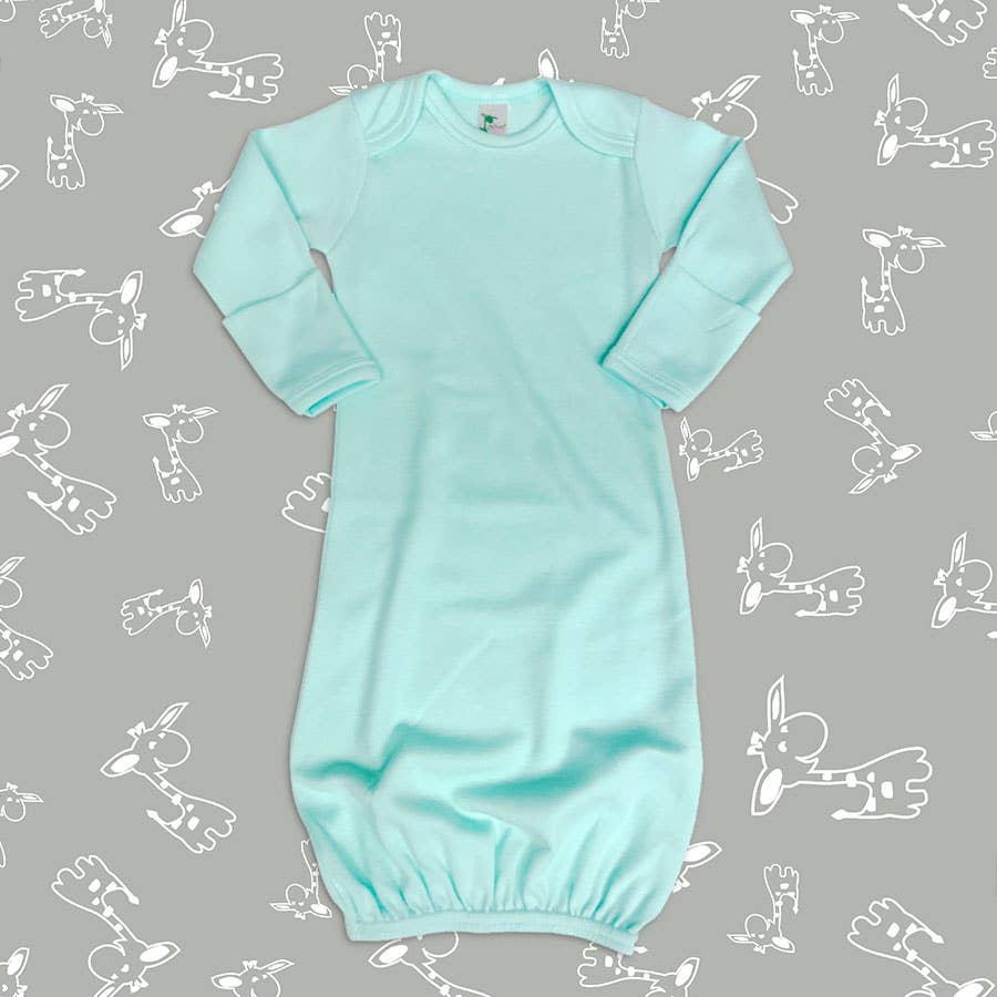 Laughing Giraffe - Baby Sleeping Gown Fold Over Mittens | Open Sizing: Oatmeal / 0-3 months