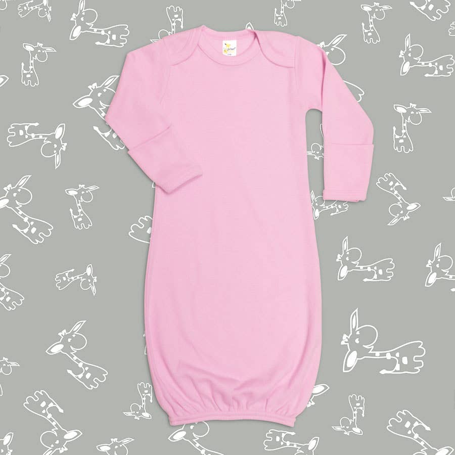Laughing Giraffe - Baby Sleeping Gown Fold Over Mittens | Open Sizing: White / 0-3 months