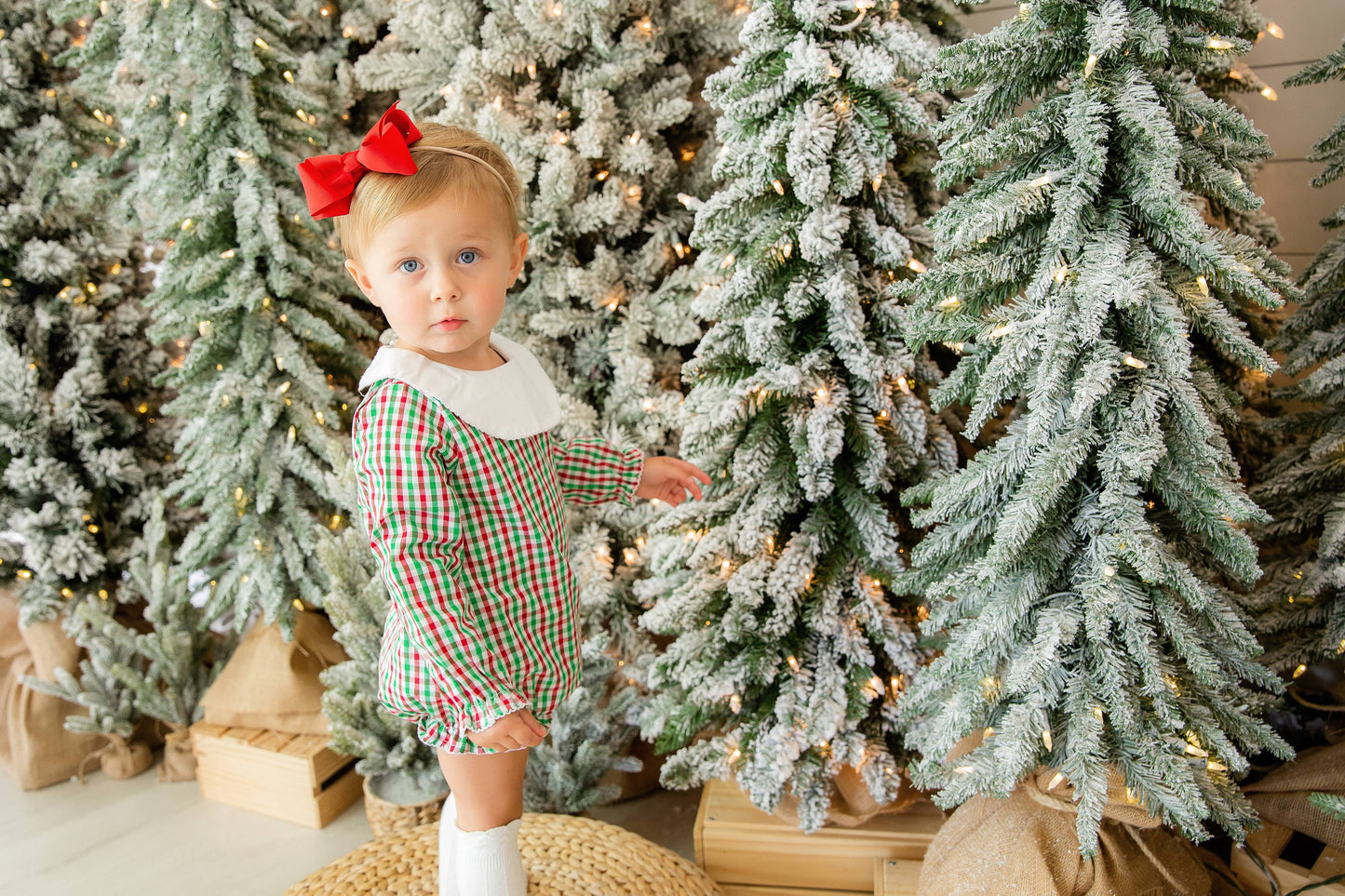 Love That Cotton - Unisex LONG Sleeve Bishop Bubble - RED / GREEN WHITE: 18 month
