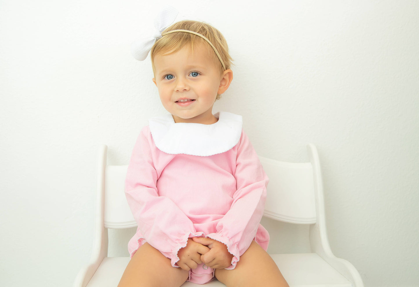 Love That Cotton - LONG Sleeve Bishop Bubble - LIGHT PINK CORDUROY: 18 month