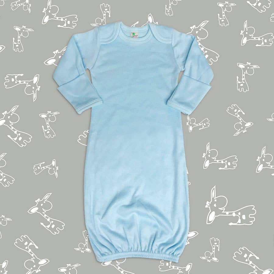 Laughing Giraffe - Baby Sleeping Gown Fold Over Mittens | Open Sizing: White / 0-3 months