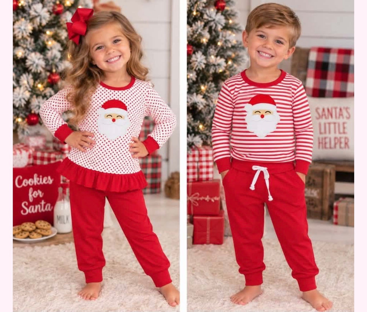 Embroidered Santa Claus Ruffle Set