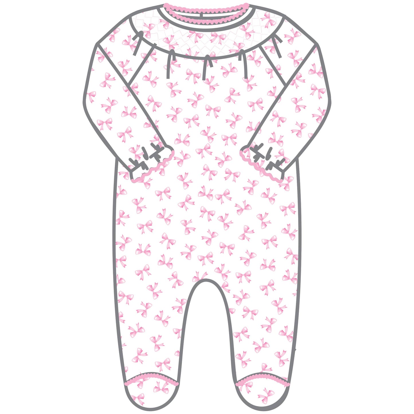 Magnolia Baby - Baby Bows Bishop Footie: Pink / NB