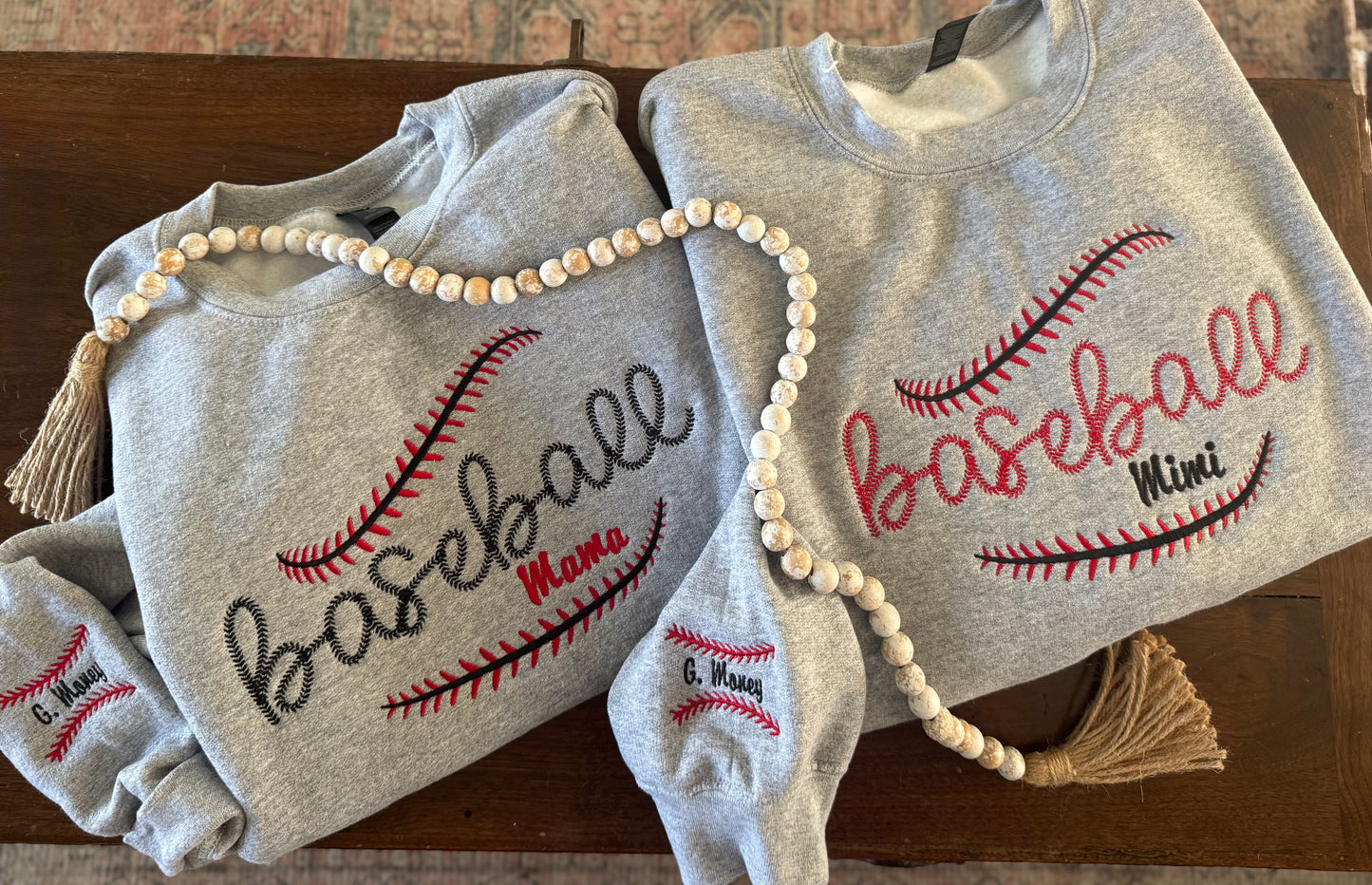 Embroidered Baseball Crewneck with Sleeve