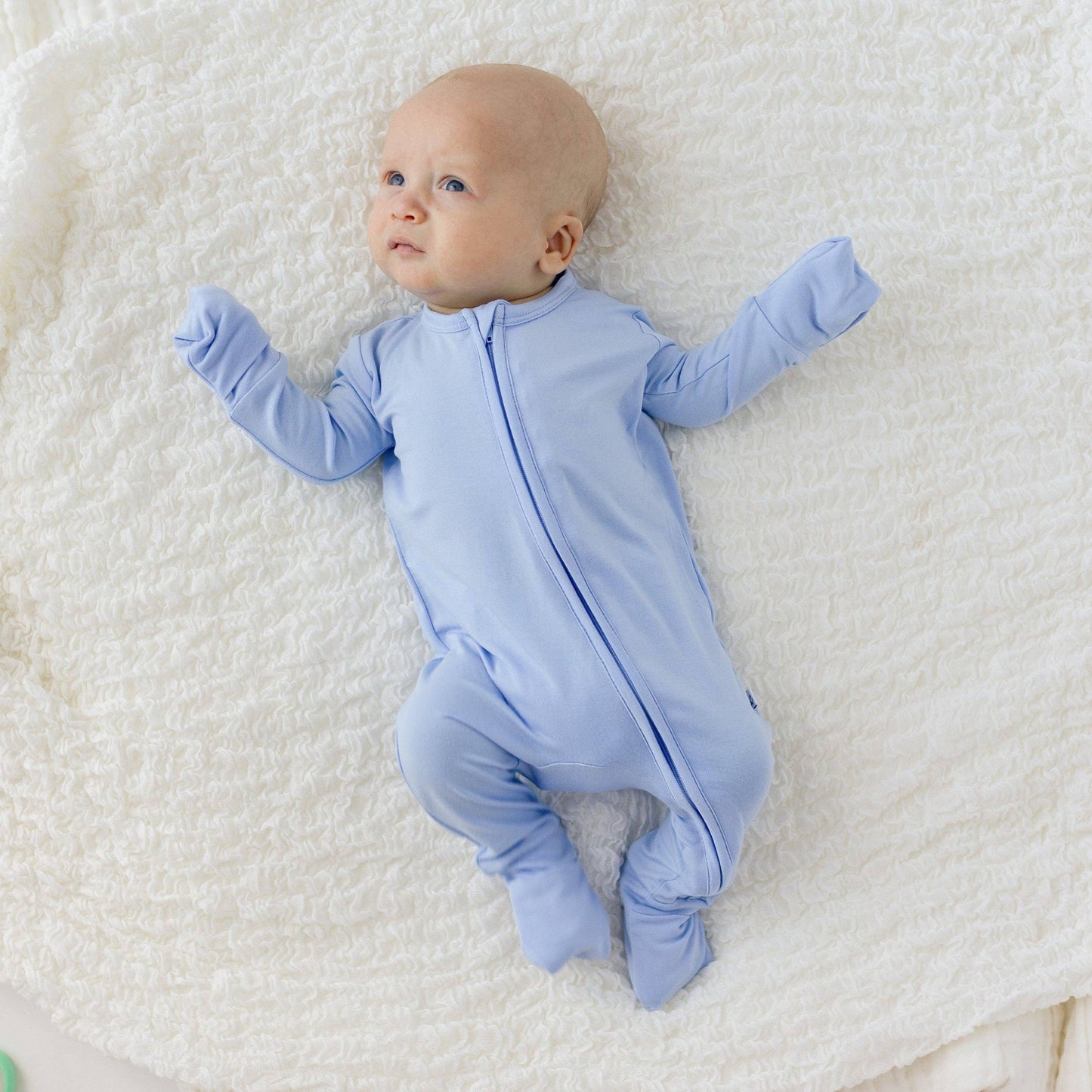 Laree + Co. - Lillian Trisomy 18 Blue Bamboo Convertible Footie (Restock): 0_3M