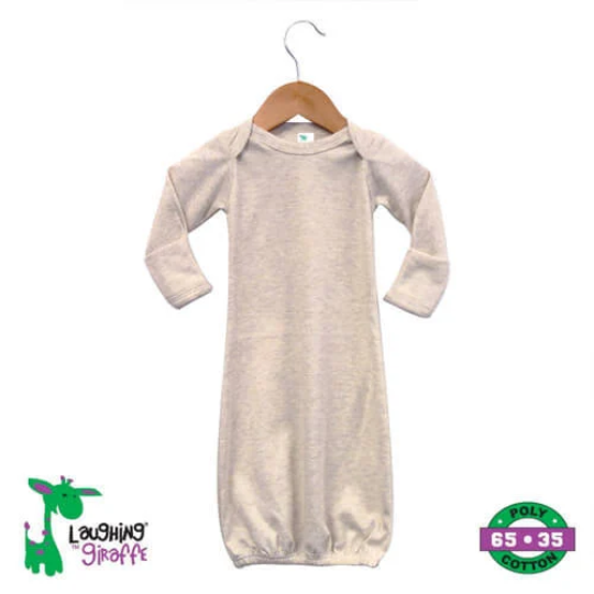 Laughing Giraffe - Baby Sleeping Gown Fold Over Mittens | Open Sizing: White / 0-3 months