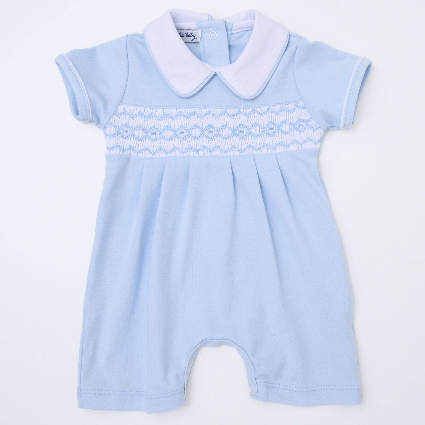 Magnolia Baby - Hudson Smocked Short Playsuit - Light Blue: 18 Months