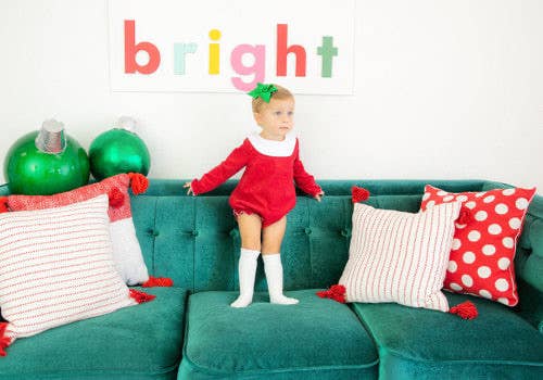 Love That Cotton - LONG Sleeve Bishop Bubble - RED CORDUROY: 3t