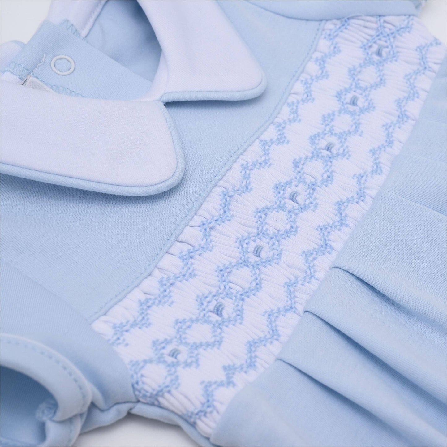 Magnolia Baby - Hudson Smocked Short Playsuit - Light Blue: 18 Months