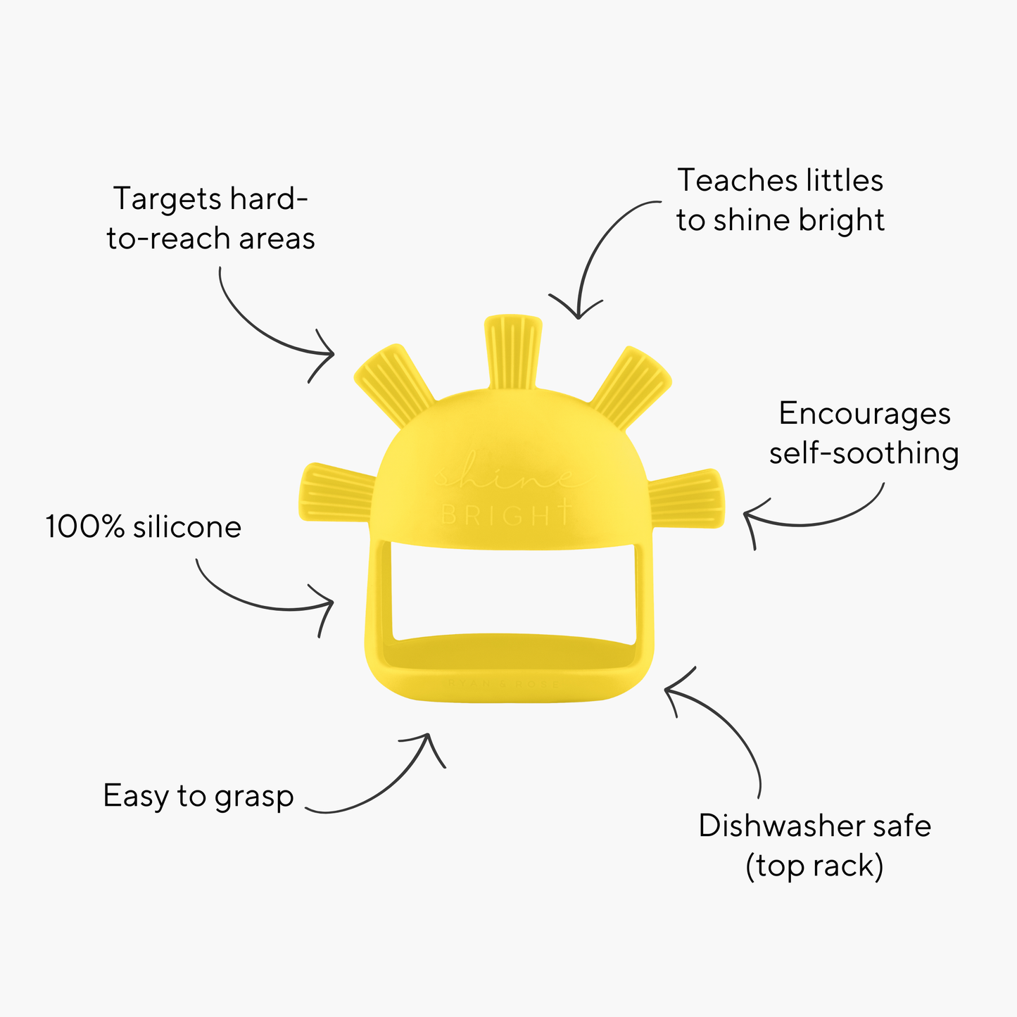 Ryan & Rose - Shine Bright Teething Mitt: Yellow