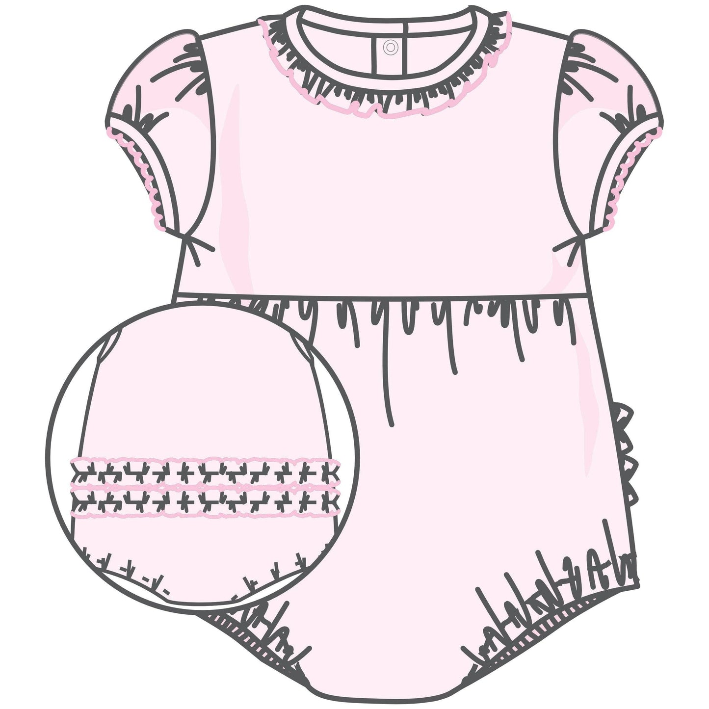 Magnolia Baby - Essentials Solid Ruffle Bubble - Pink: Newborn