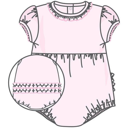 Magnolia Baby - Essentials Solid Ruffle Bubble - Pink: Newborn