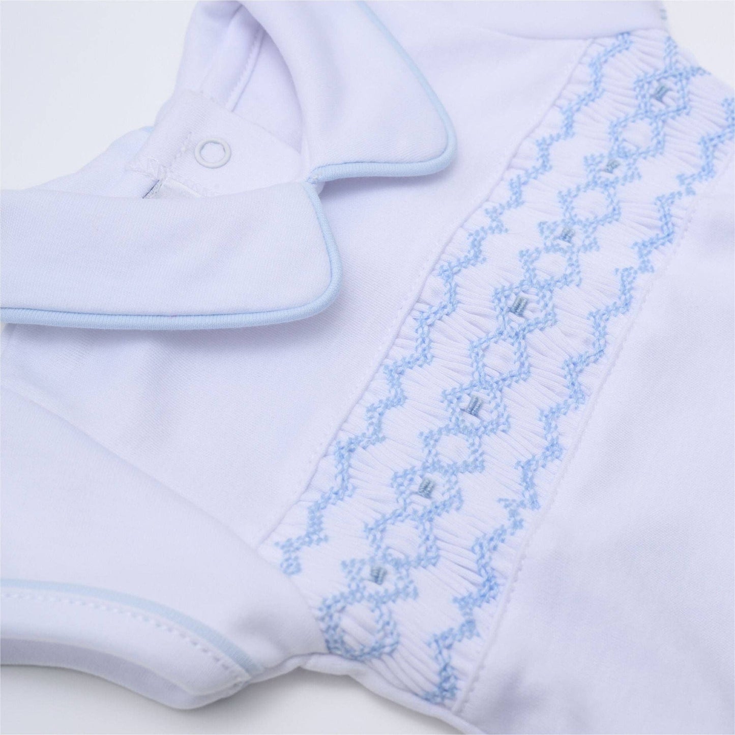 Magnolia Baby - Hudson Smocked Diaper Cover Set - Light Blue: 3 Months