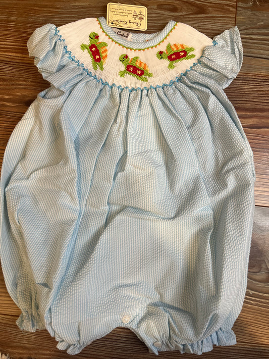 Classy Couture Smocked Ruffle Turtle Bubble