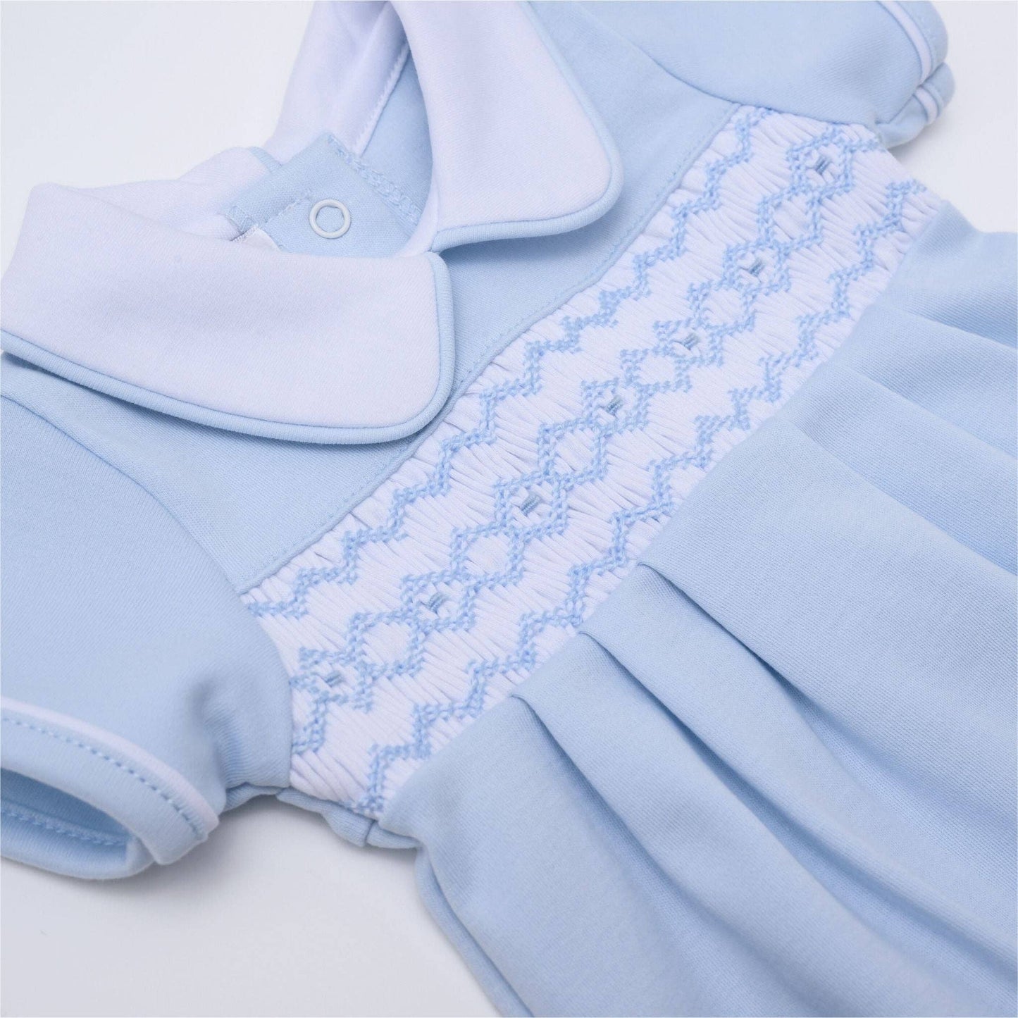 Magnolia Baby - Hudson Smocked Bubble - Light Blue: 3 Months