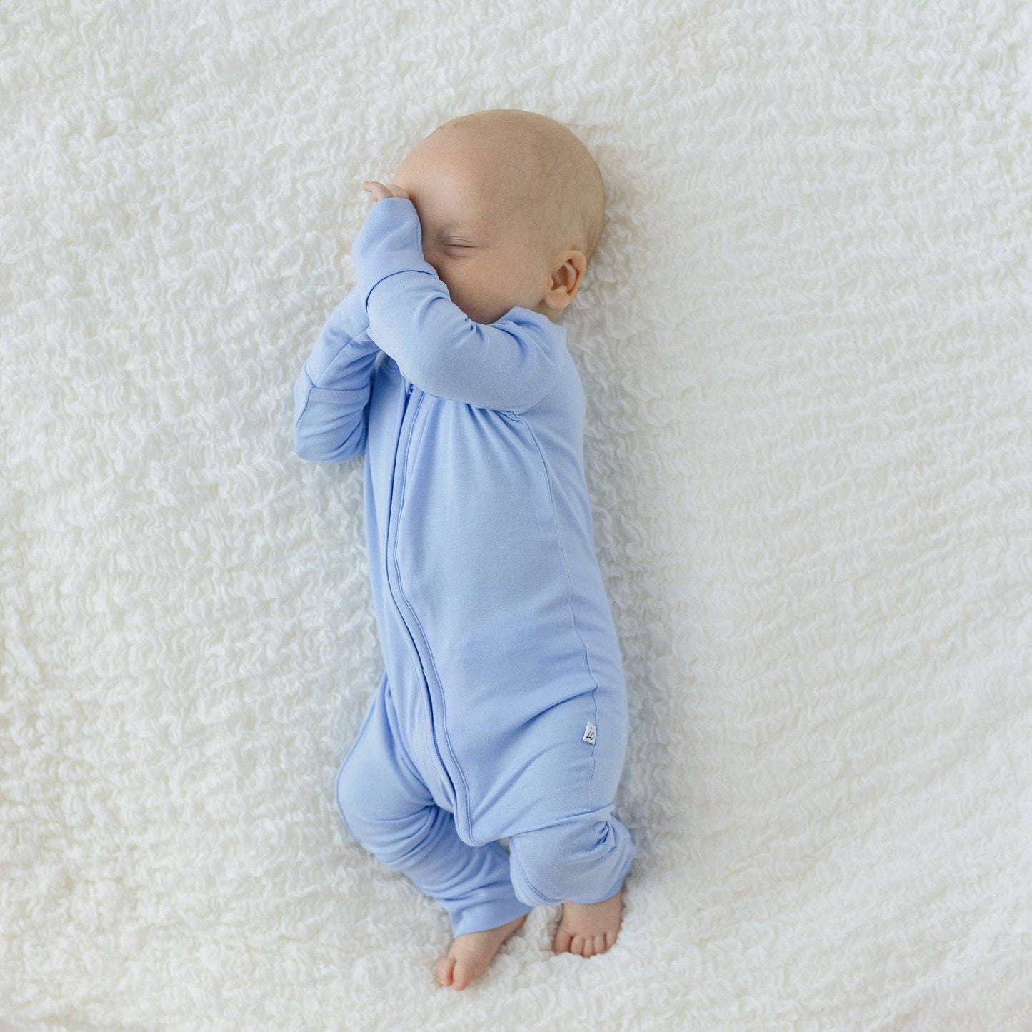 Laree + Co. - Lillian Trisomy 18 Blue Bamboo Convertible Footie (Restock): NB