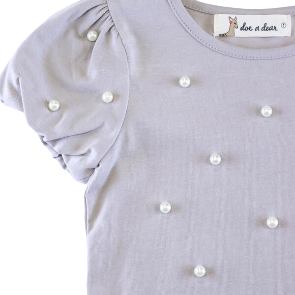 Pearl Embellished Tee: Navy