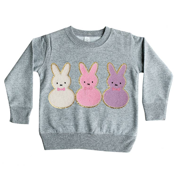 Sparkle Sisters by Couture Clips - Chenille Bunny Trio Sweatshirt: Pink / 2