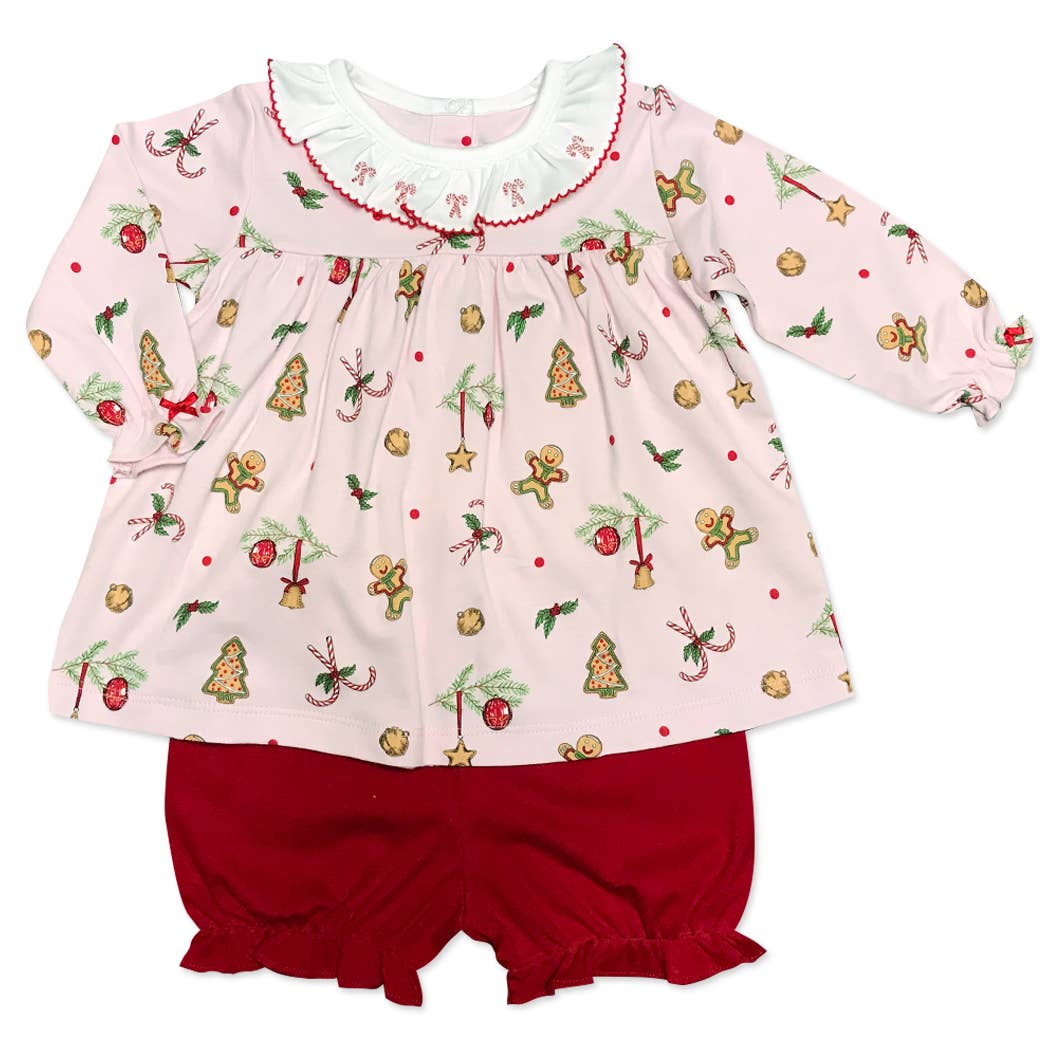 Marco and Lizzy - Gingerbread long sleeve Diaper Set: 18M