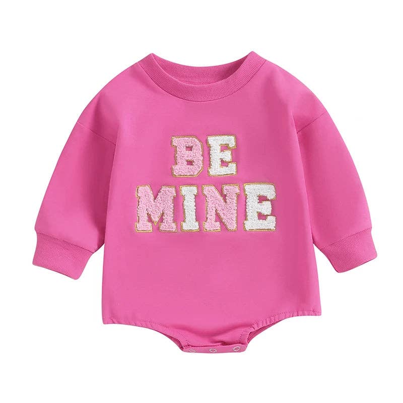 Sparkledots - Valentine's Day - Infant Onesie Romper - Be Mine (Chenille Letters): Pink / 18M