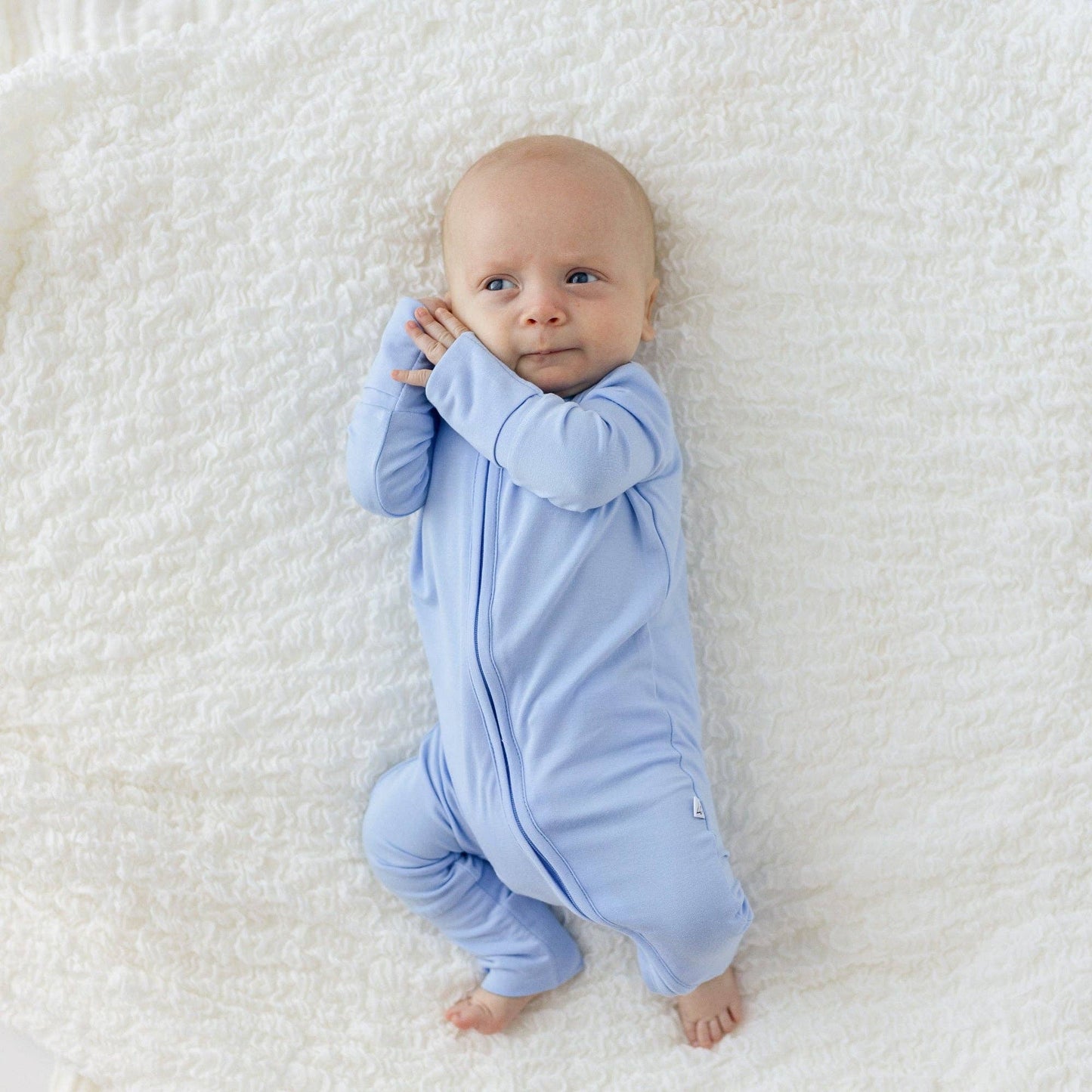 Laree + Co. - Lillian Trisomy 18 Blue Bamboo Convertible Footie (Restock): 0_3M