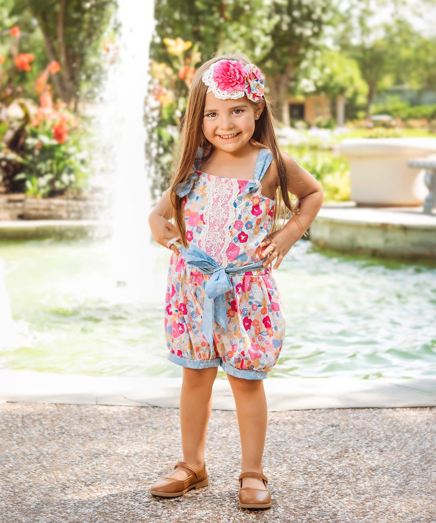 Bandera Blossom Christmas Gifts Big Girl Romper: 7Y