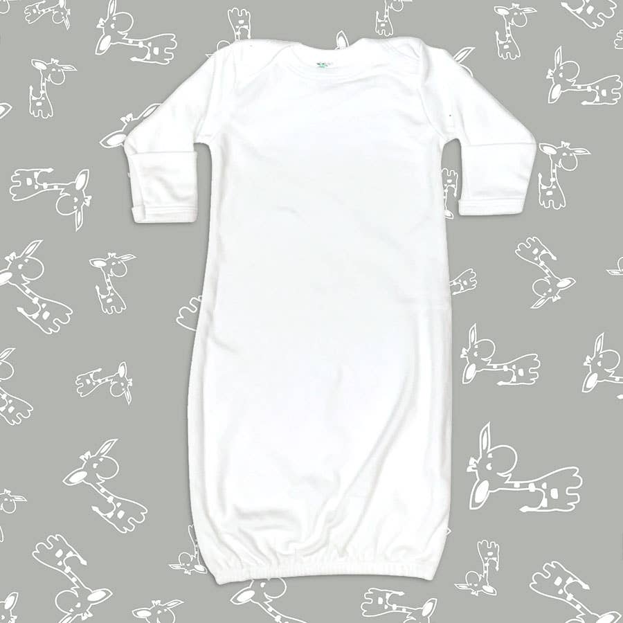 Laughing Giraffe - Baby Sleeping Gown  Fold Over Mittens | Open Sizing: Heather Gray / 0-3 months