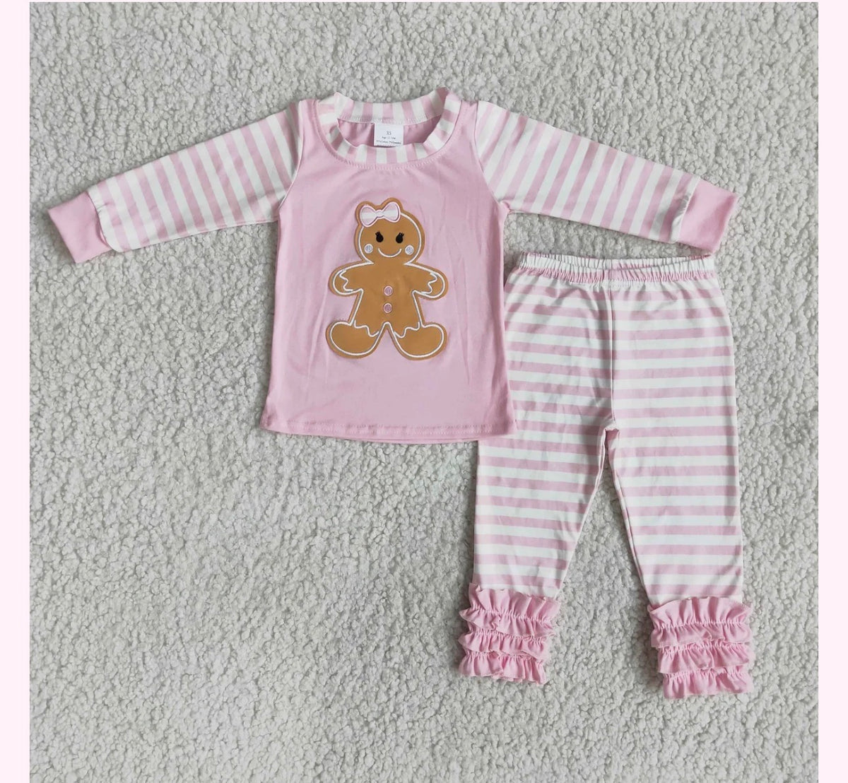 Embroidered Gingerbread Ruffle Set