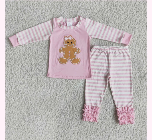 Embroidered Gingerbread Ruffle Set