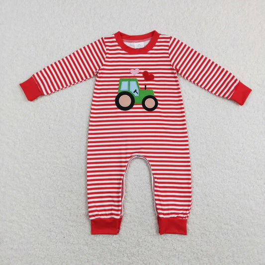 Tractor Love Striped Romper