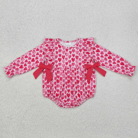 Hot Pink Ruffle Watercolor Hearts Bubble