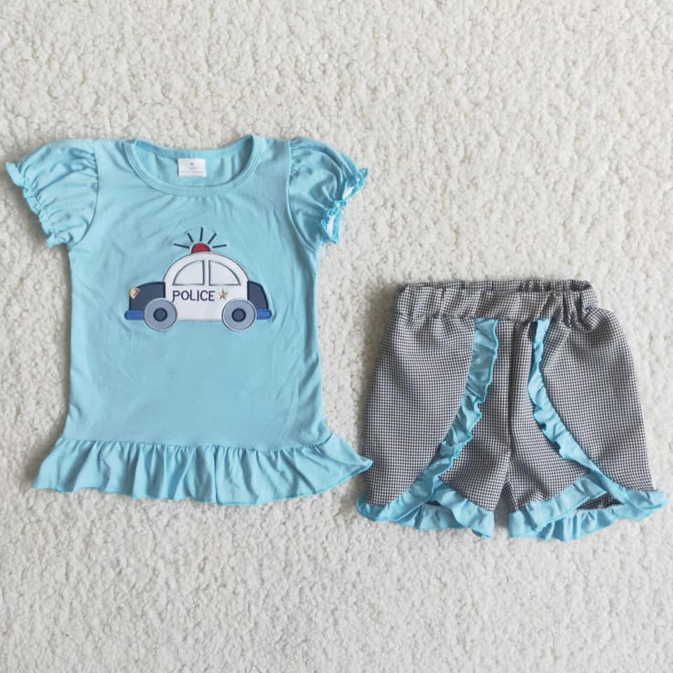 Police Ruffled Short Set