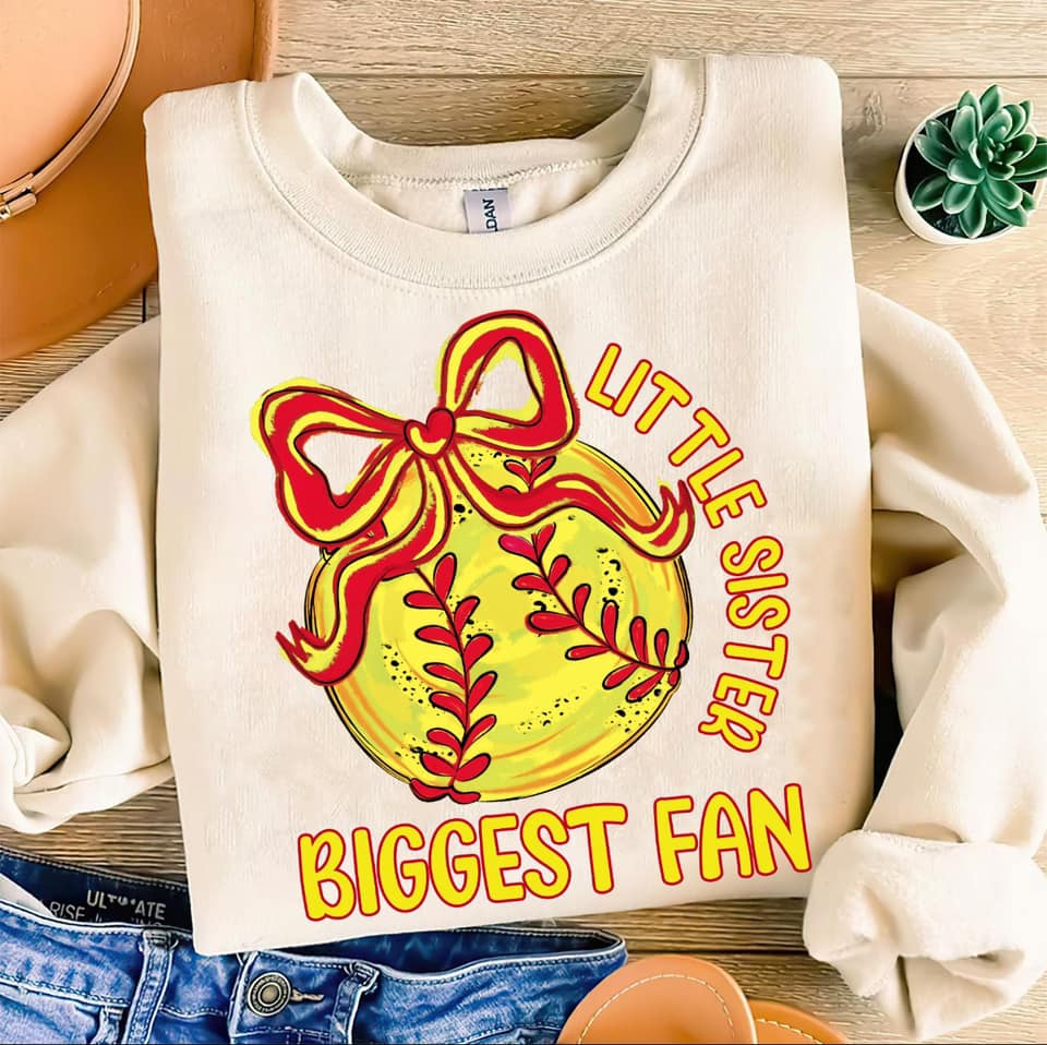 Little Sister Biggest Fan Softball-- Toddler/ Youth