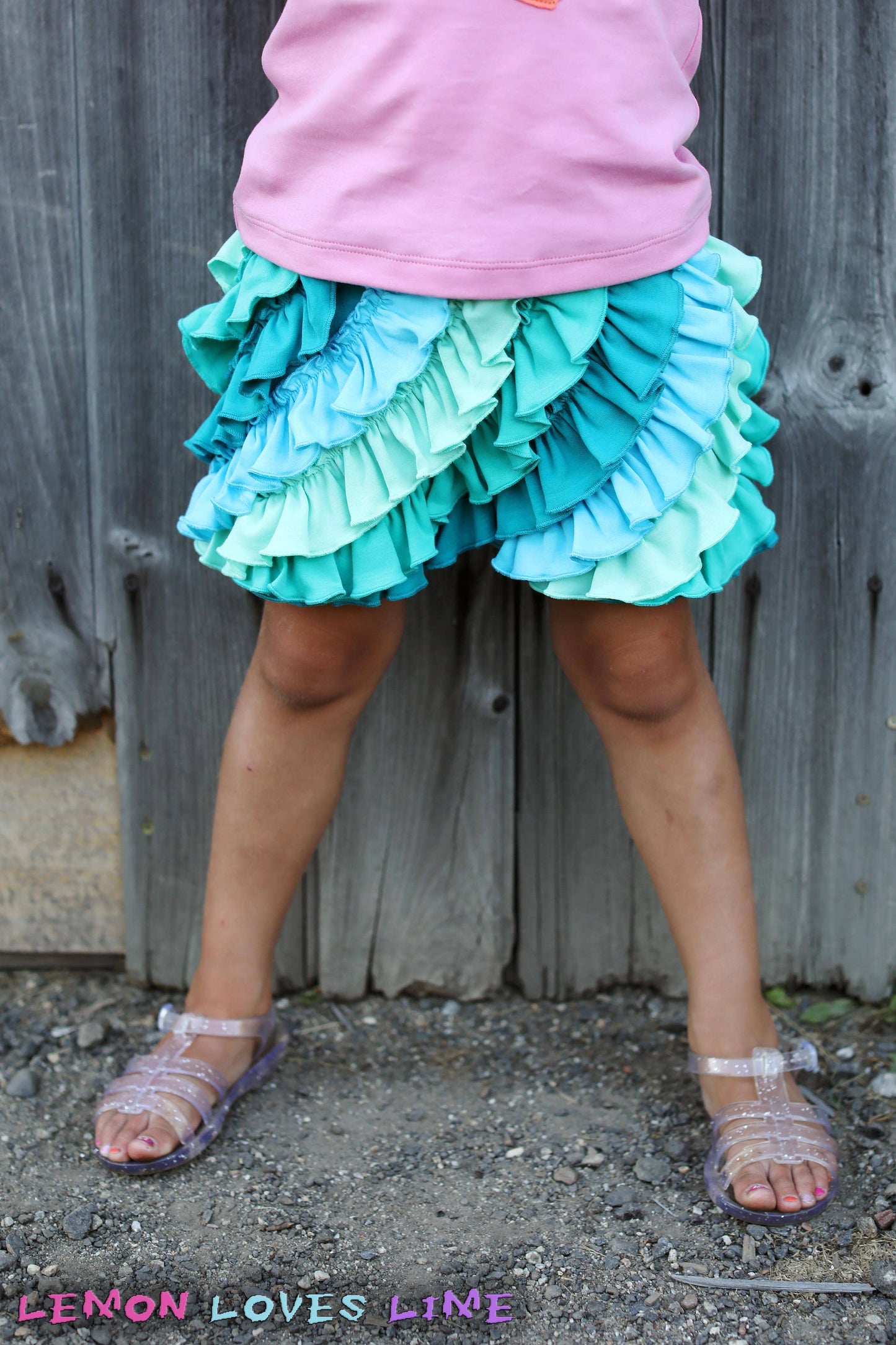 Lemon Loves Lime Boutique - GIRL-Ruffle Skort-Seaweed: 4YR