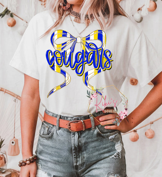 Preppy Cougars with Glitter Bow