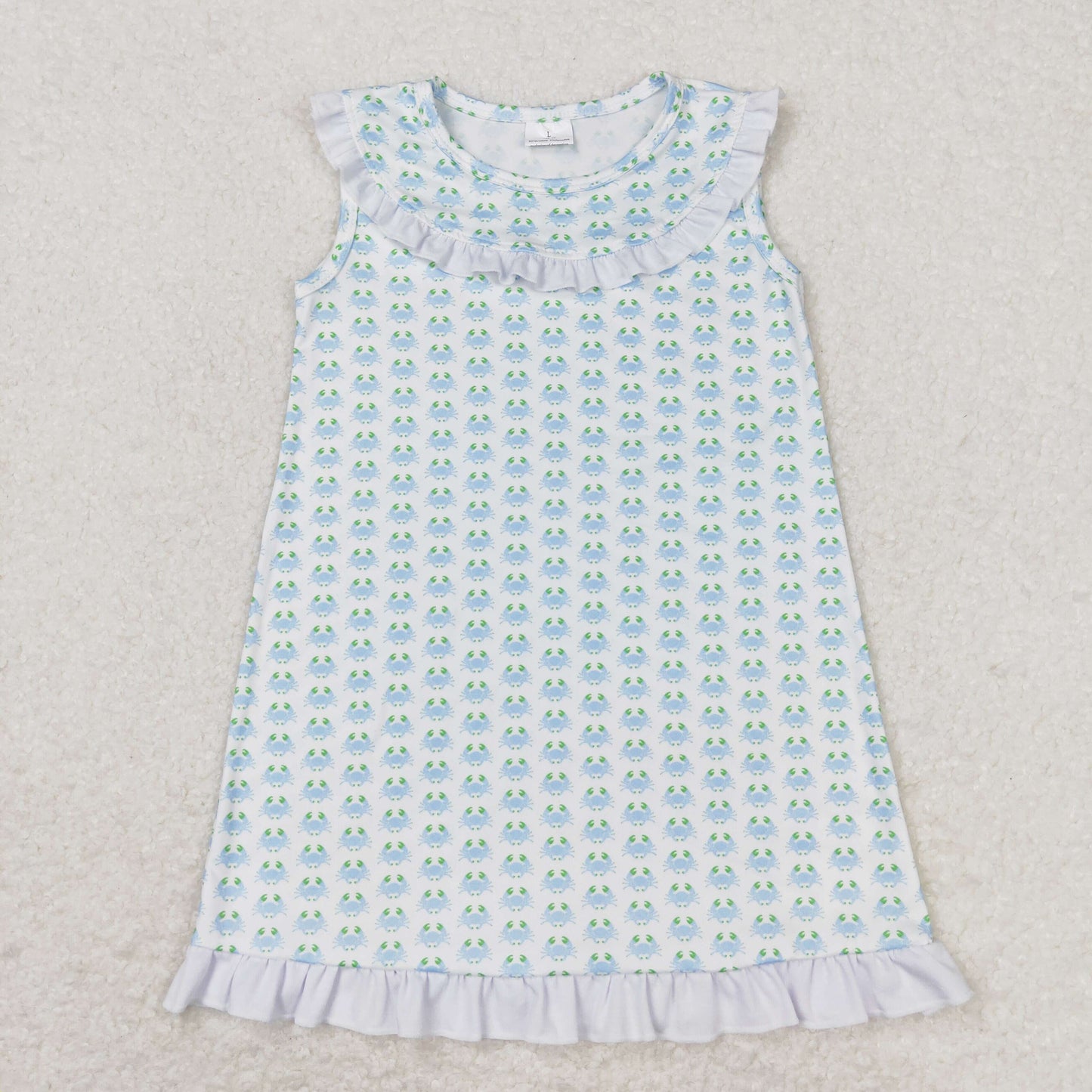 Blue Crab Ruffle Dress