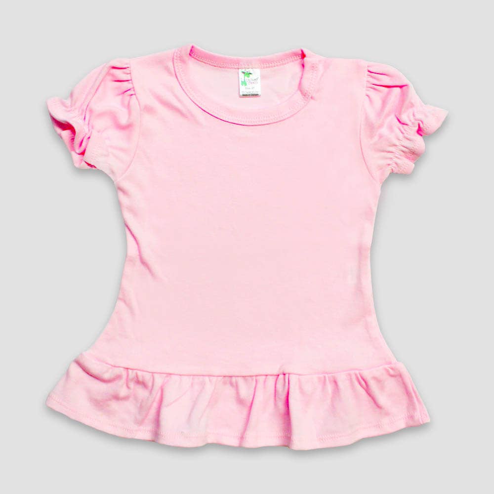 Laughing Giraffe - Toddler & Kids Puff Sleeve Ruffle Peplum Top | Open Sizing: S (7T) / White