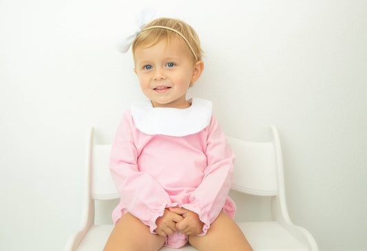 Love That Cotton - LONG Sleeve Bishop Bubble  - LIGHT PINK CORDUROY: 18 month