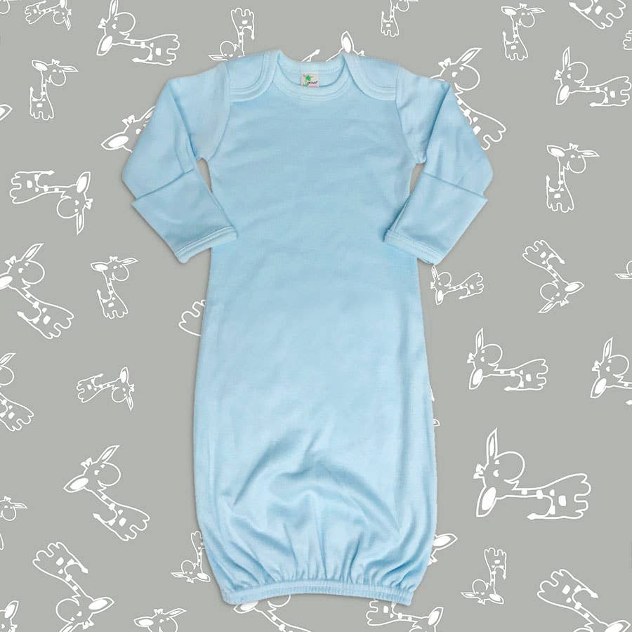 Laughing Giraffe - Baby Sleeping Gown  Fold Over Mittens | Open Sizing: Heather Gray / 0-3 months