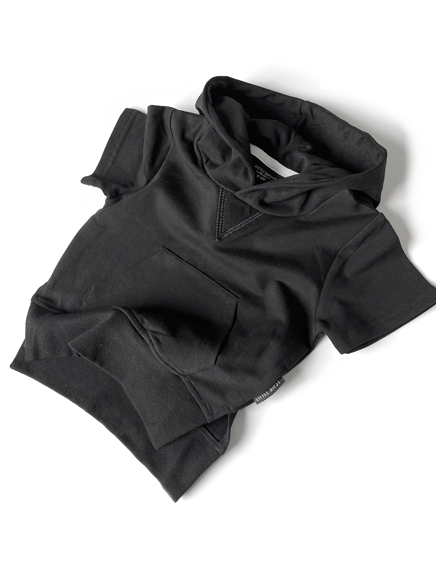Little Bipsy - Short Sleeve Hoodie - Black: 7Y