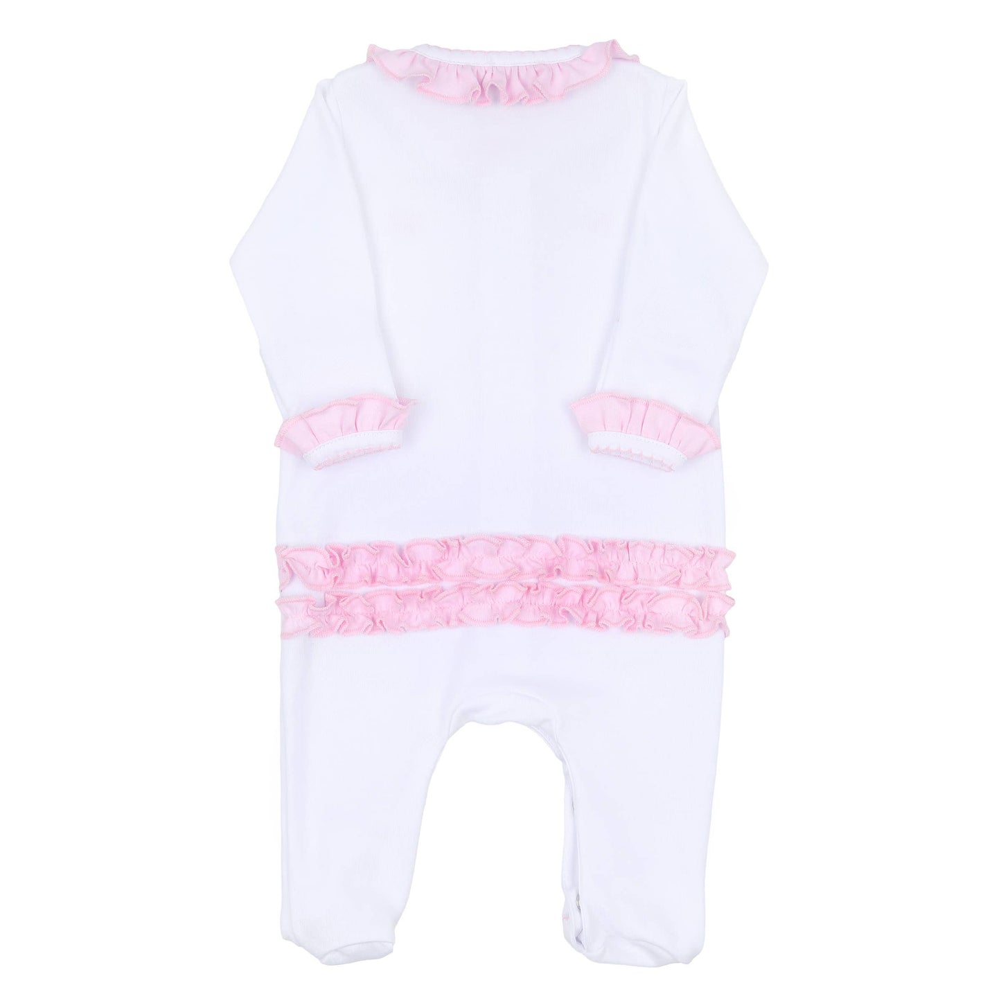 Magnolia Baby - Baby Bows Scattered Ruffle Footie: Pink / NB