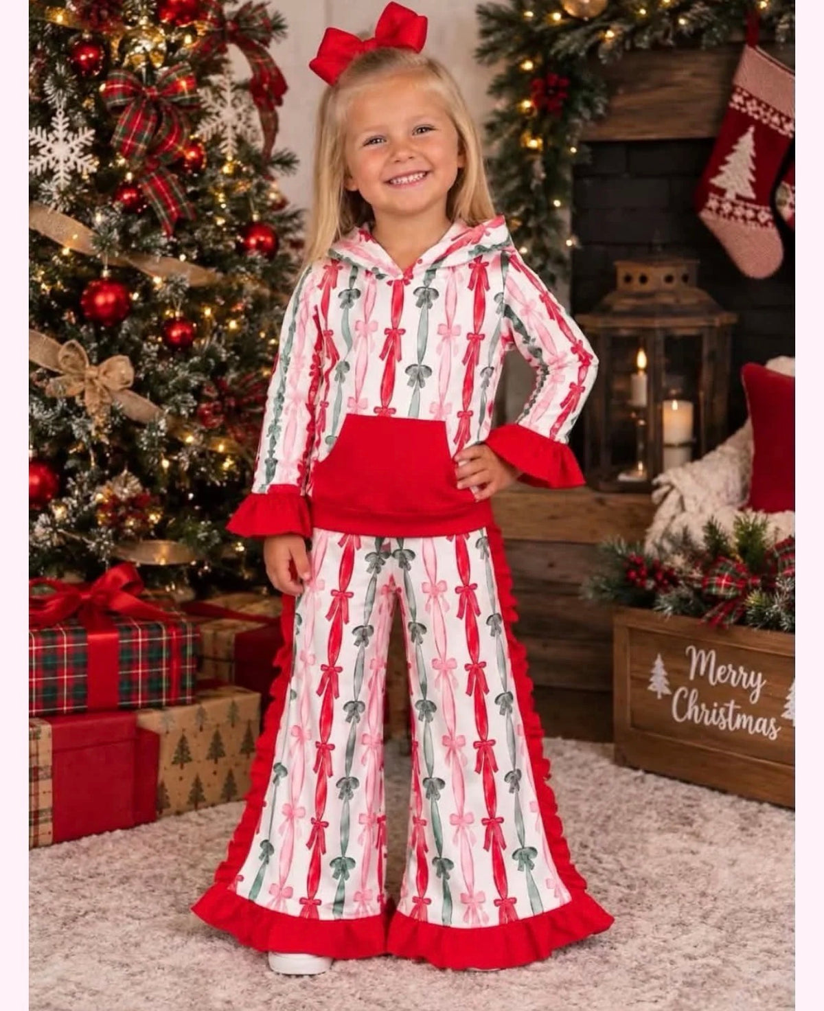 Ruffled Bow Hooded Set