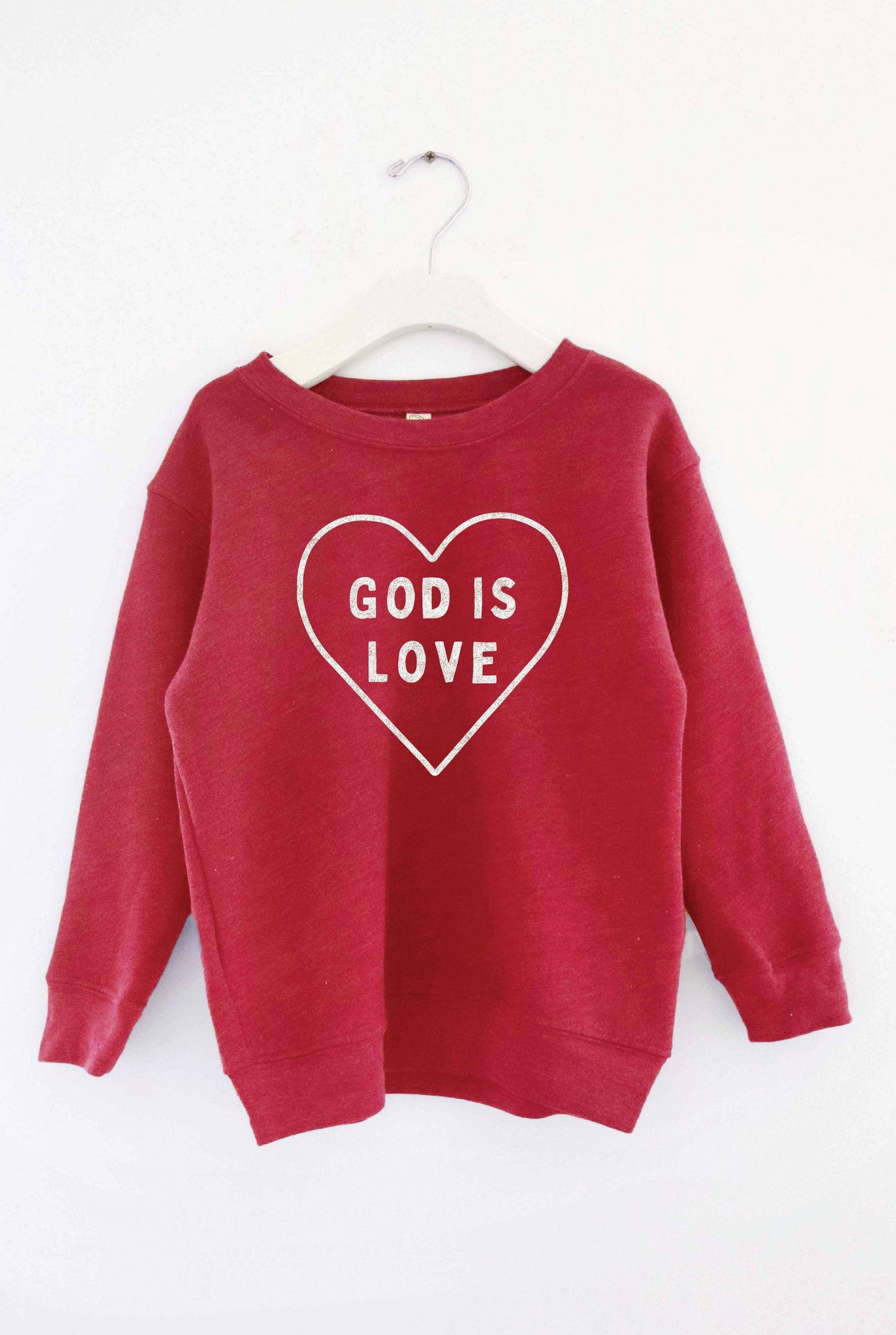 OAT COLLECTIVE - GOD IS LOVE Toddler Unisex Graphic Sweatshirt: HEATHER DUST / 3T