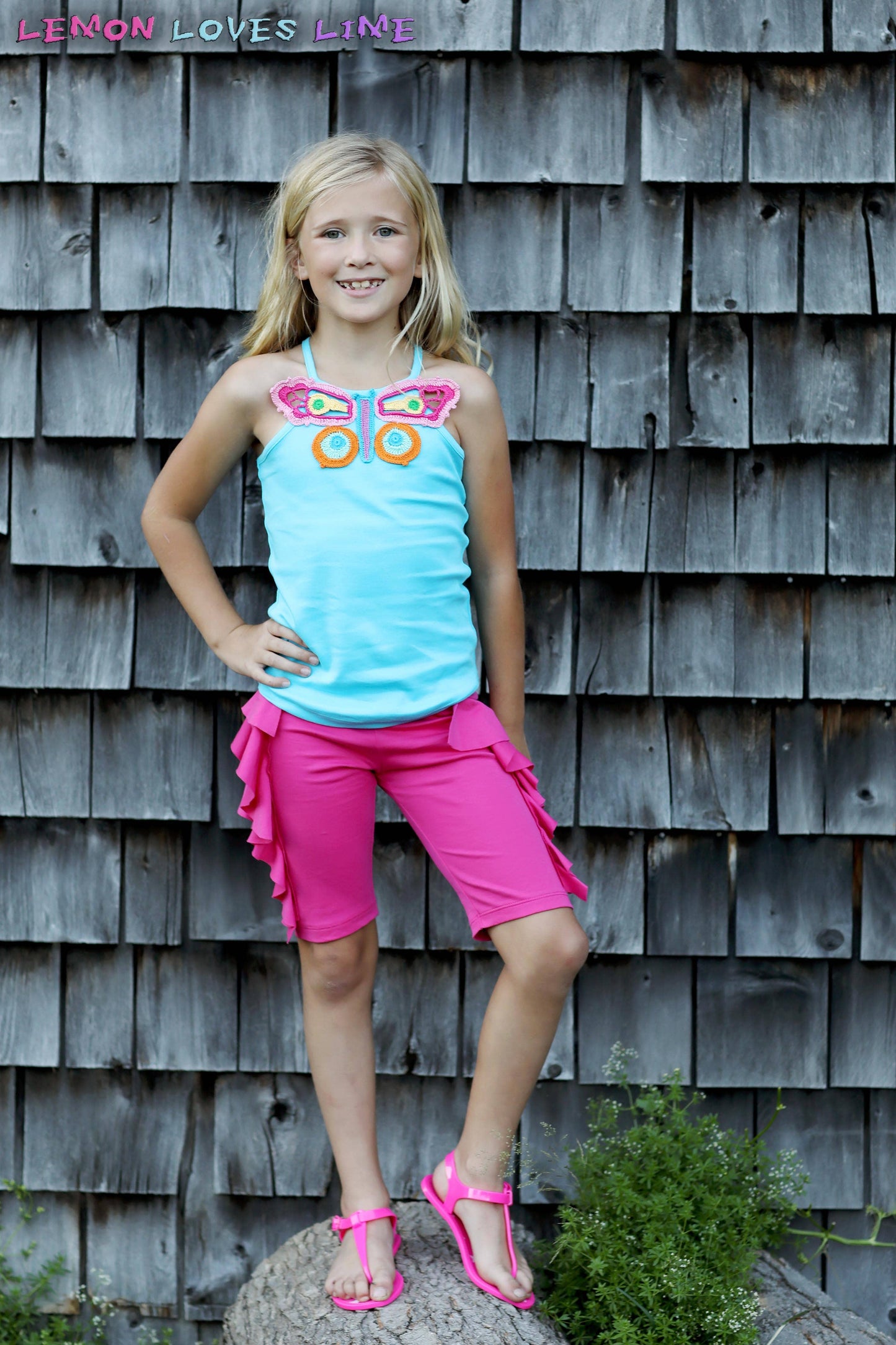 Lemon Loves Lime Boutique - GIRL-Crochet Butterfly Tank: 3YR