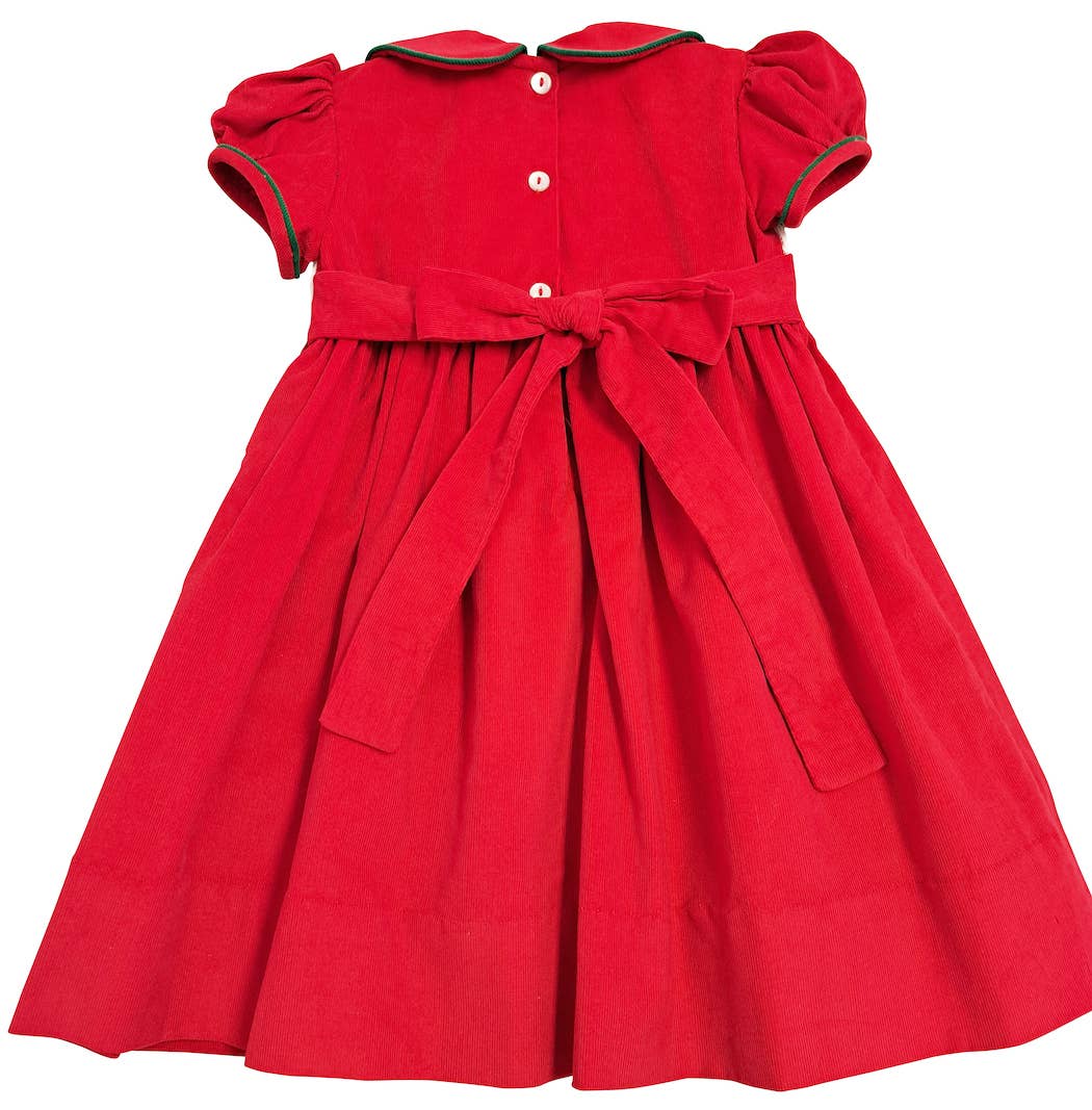 Marco and Lizzy - Christmas time Hand smocked red girl's dress: 18m