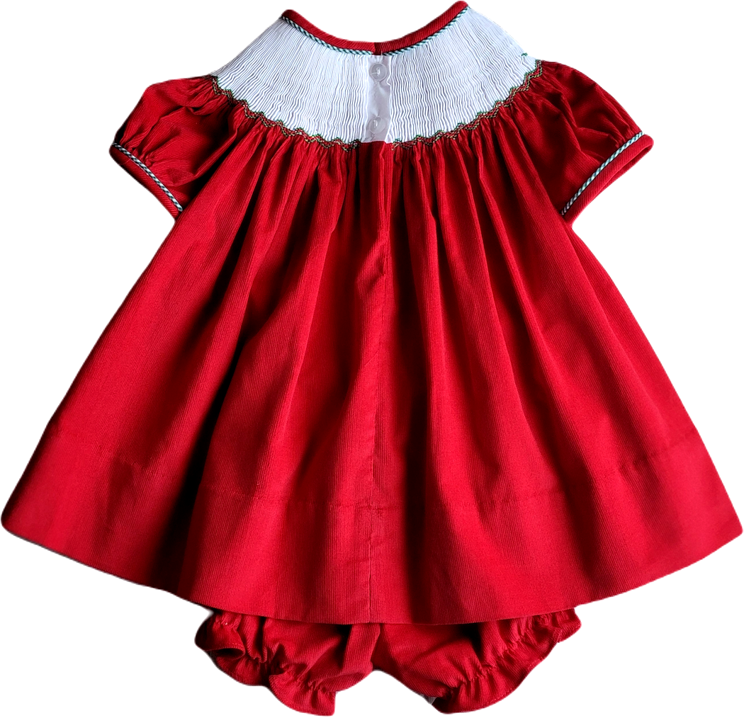 Marco and Lizzy - Christmas Noel Girl's hand Smocked Red bishop: 12m