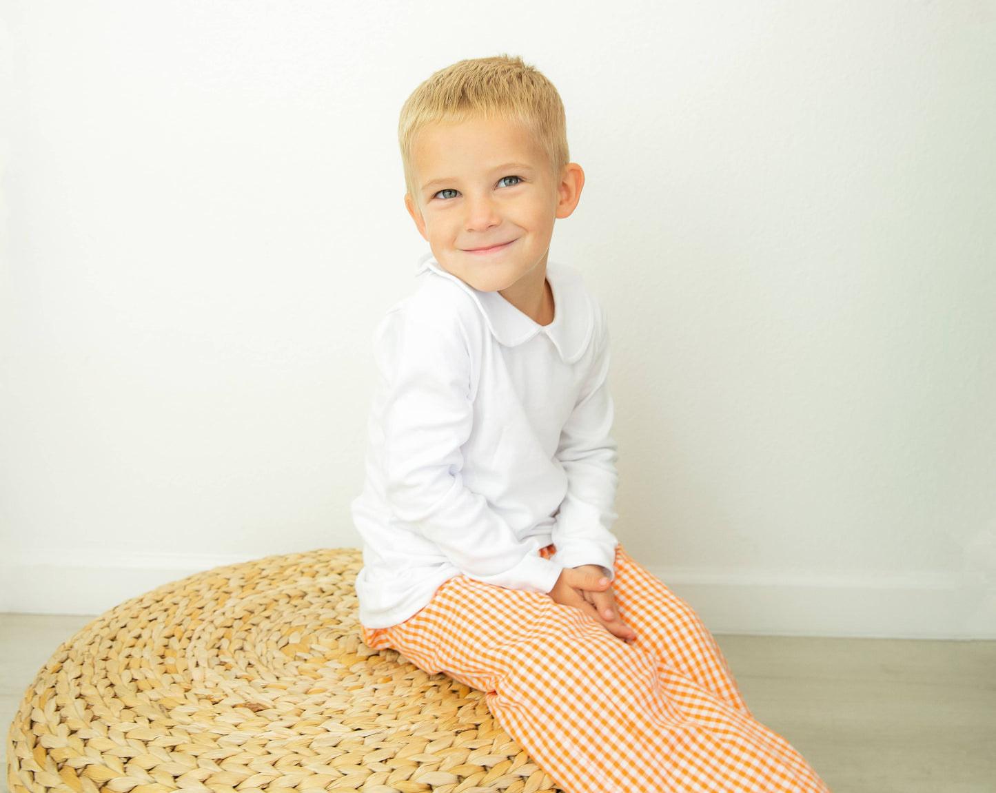 Love That Cotton - Unisex Long Sleeve Peter Pan Collar Shirt - White: 2t