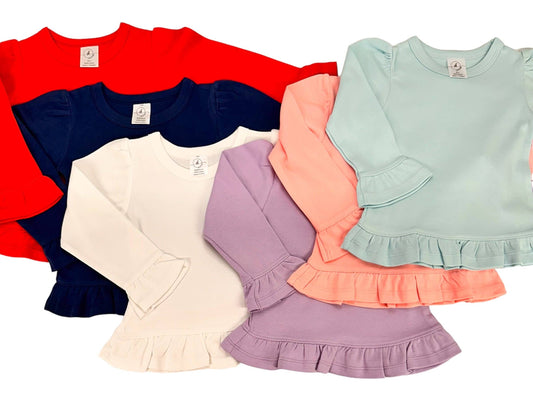 SK Blanks - Long Sleeve Ruffle Shirt: White / 8