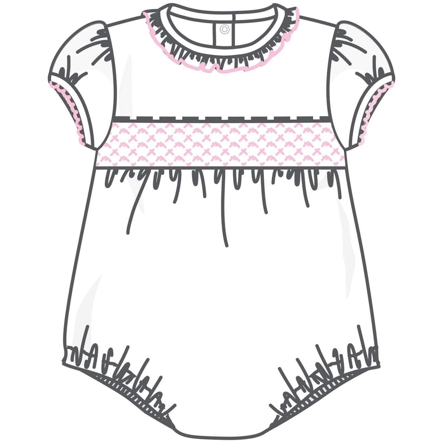 Magnolia Baby - Essentials Solid Smocked Bubble - White Pink: Newborn